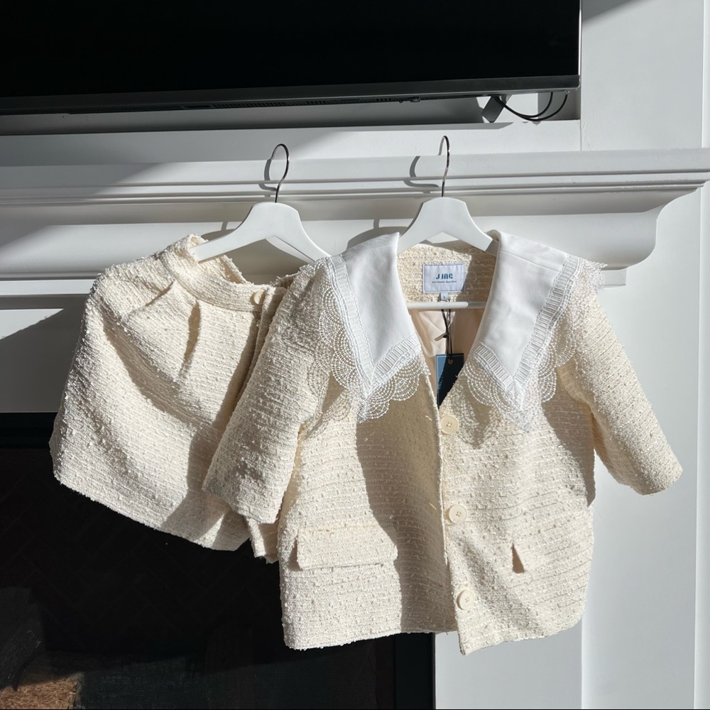 Tweed short sleeves blazer set